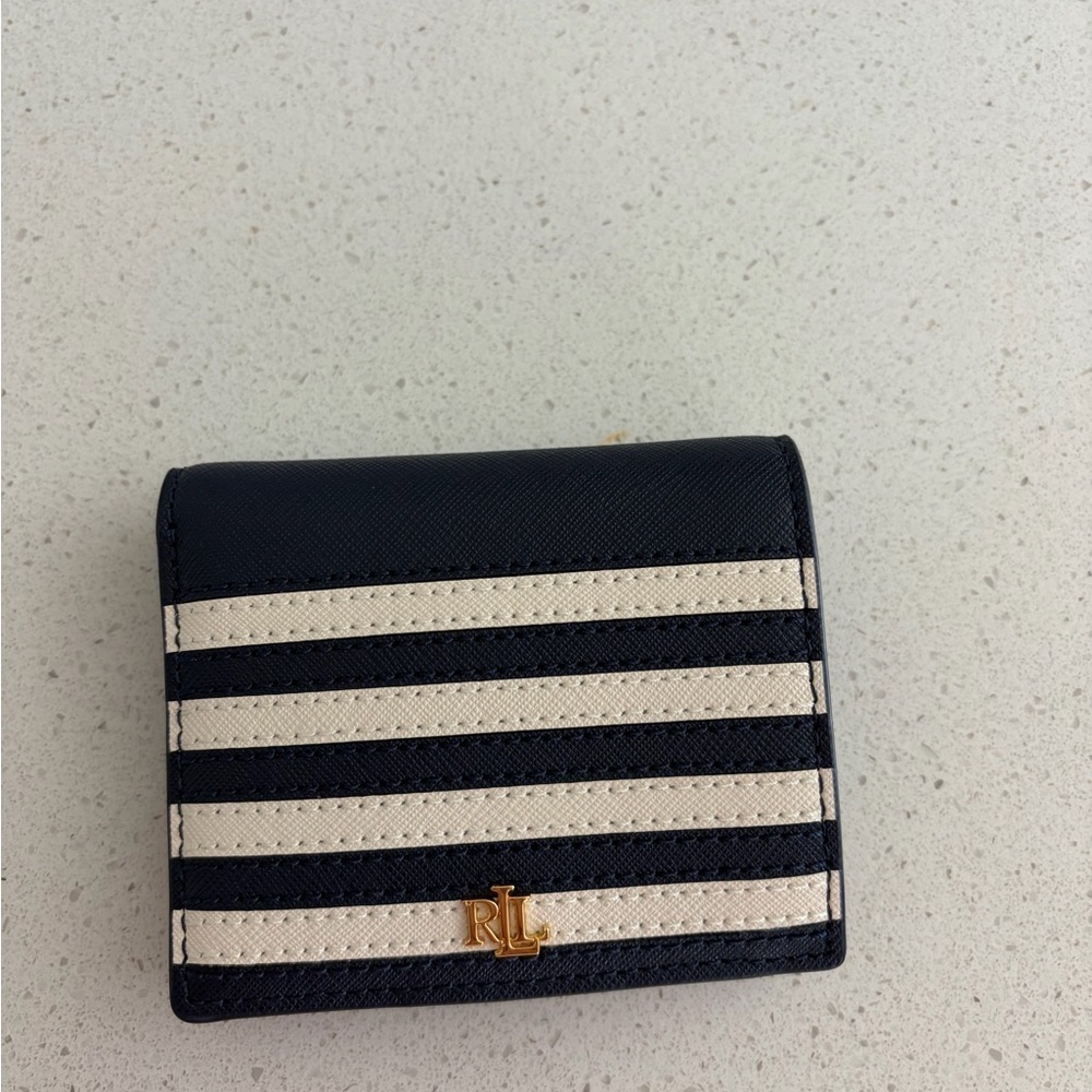 Lauren Ralph Lauren Navy and Cream Striped Leather Wallet - Picture 5 of 6